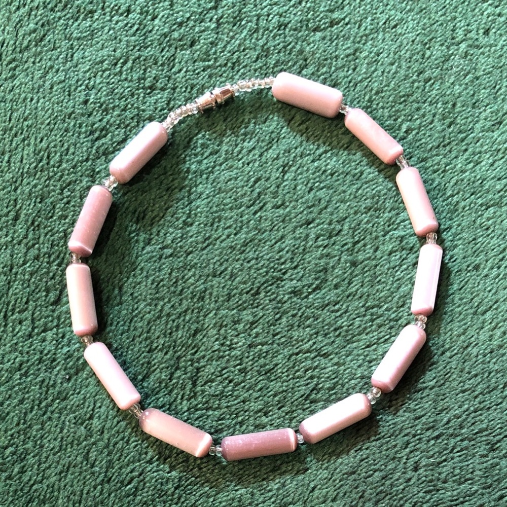 Estate Sale! Vintage Beaded Pink Jewelry w/ 3 Bracelets, 2 Earrings, & Necklace - Picture 13 of 16